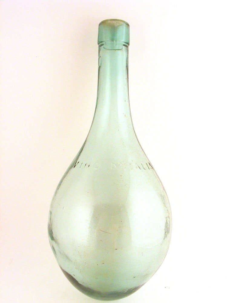 Vintage Round Bottom Wine Bottle Vino D Italia Green Glass