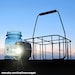 Dairy Basket Pint Ball Lights 4 Garden Lanterns in Antique Milk Carrier Wire Caddy Blue Pint Mason Jar Solar Lights