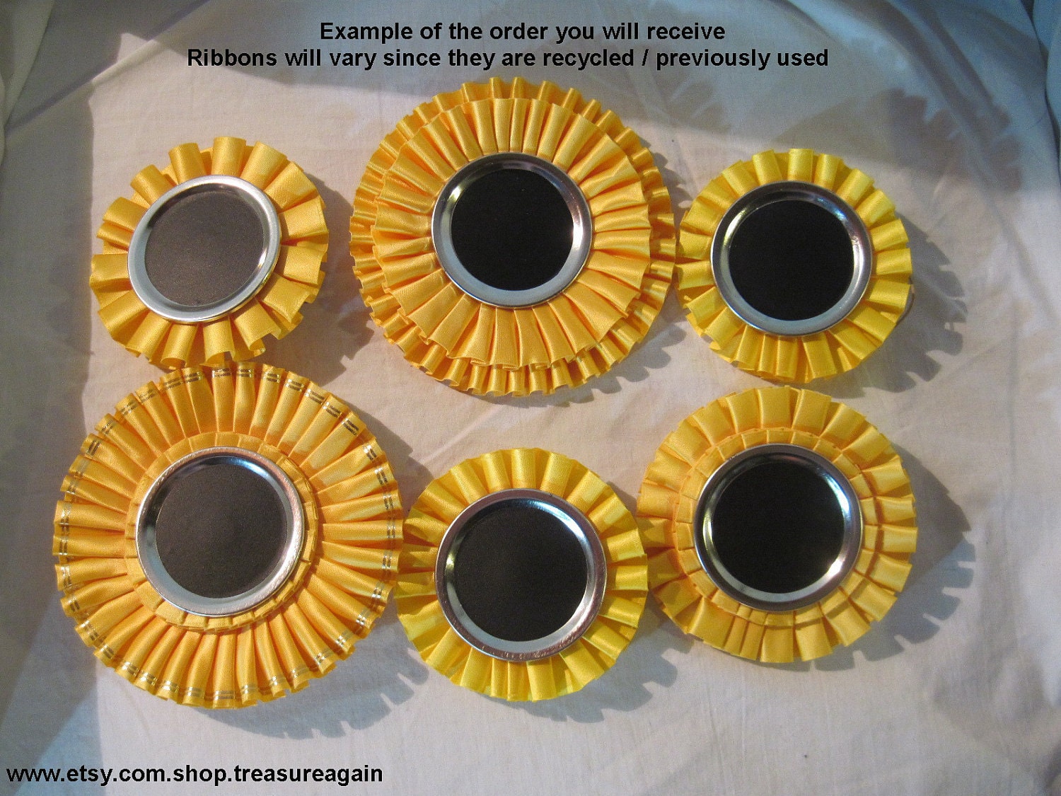 Yellow Chalkboard Tags 6 Ball Mason Jar Centerpiece Decorations for Weddings, Birthday Parties, or Events, Upcycled Rossette Ribbons