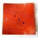 Orange square plate in tomato red earthenware ceramic with wavy lace imprint - home decor, soap dish, catch all, ring saver
