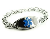 Medical Alert Bracelet, Thick Mens Chain, Custom Engraved FREE - i1C-BS3