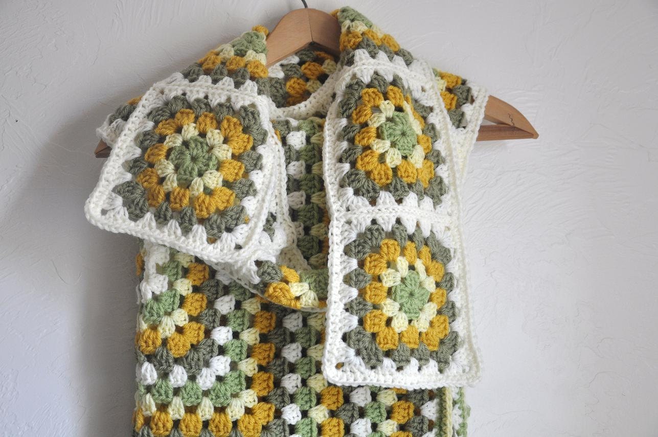 Granny Square Scarf and Matching Baby Blanket Set Custom Made