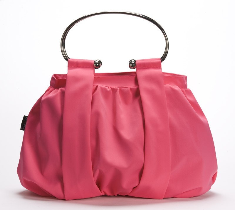 vegan pink handbag neon pink purse neoprene bag by estelladesign