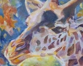 Giraffe Painting,  Zoo Animals, Original oil by Carol DeMumbrum