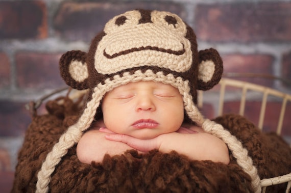 PDF Marvin the Monkey hat CROCHET PATTERN in 5 different sizes for babies and adults