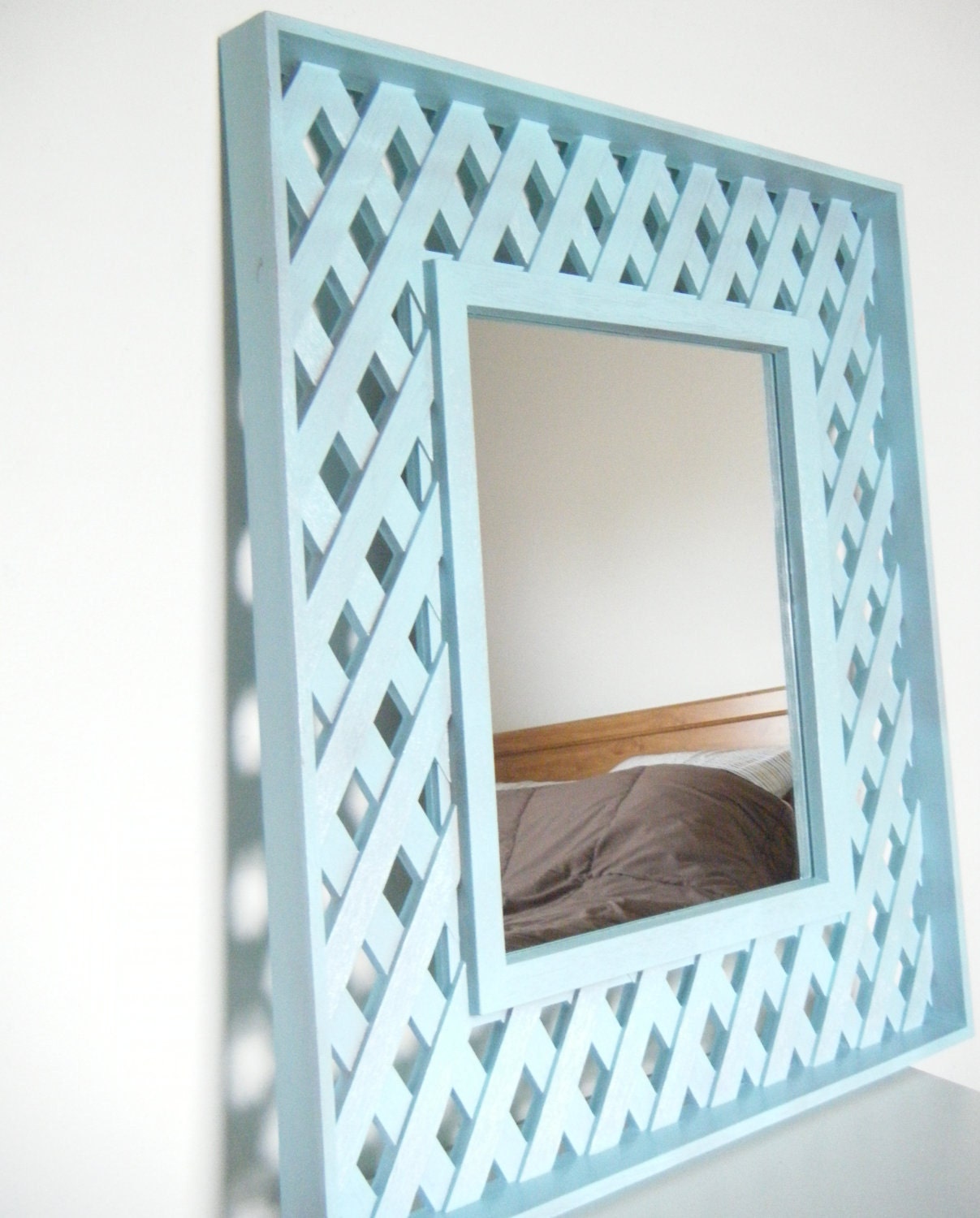 Vintage Mirror in Aqua Blue. LARGE Painted Mirror. Blue Mirror. Upcycled Home Decor. Coastal. Eco Friendly. Beach Cottage. Weathered.
