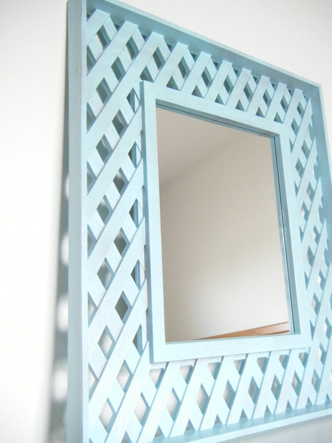 Vintage Mirror in Aqua Blue. LARGE Painted Mirror. Blue Mirror. Upcycled Home Decor. Coastal. Eco Friendly. Beach Cottage. Weathered.