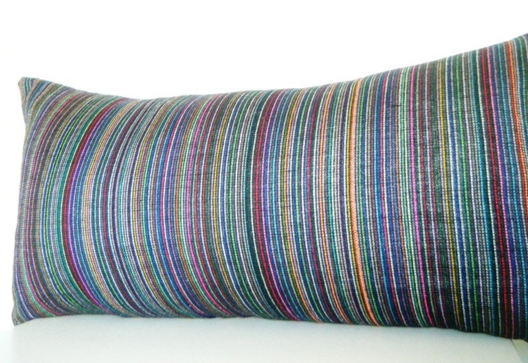 Long Bolster Pillow Black Striped Lumbar Pillow 12x22 Inch Bohemian Bedding Decorative Pillows Tribal Pillows Boho Pillows