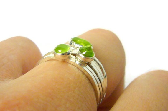 Silver peridot rings sterling silver stacking ring set stackable gemstone ring silver ring free shipping Etsy jewelry