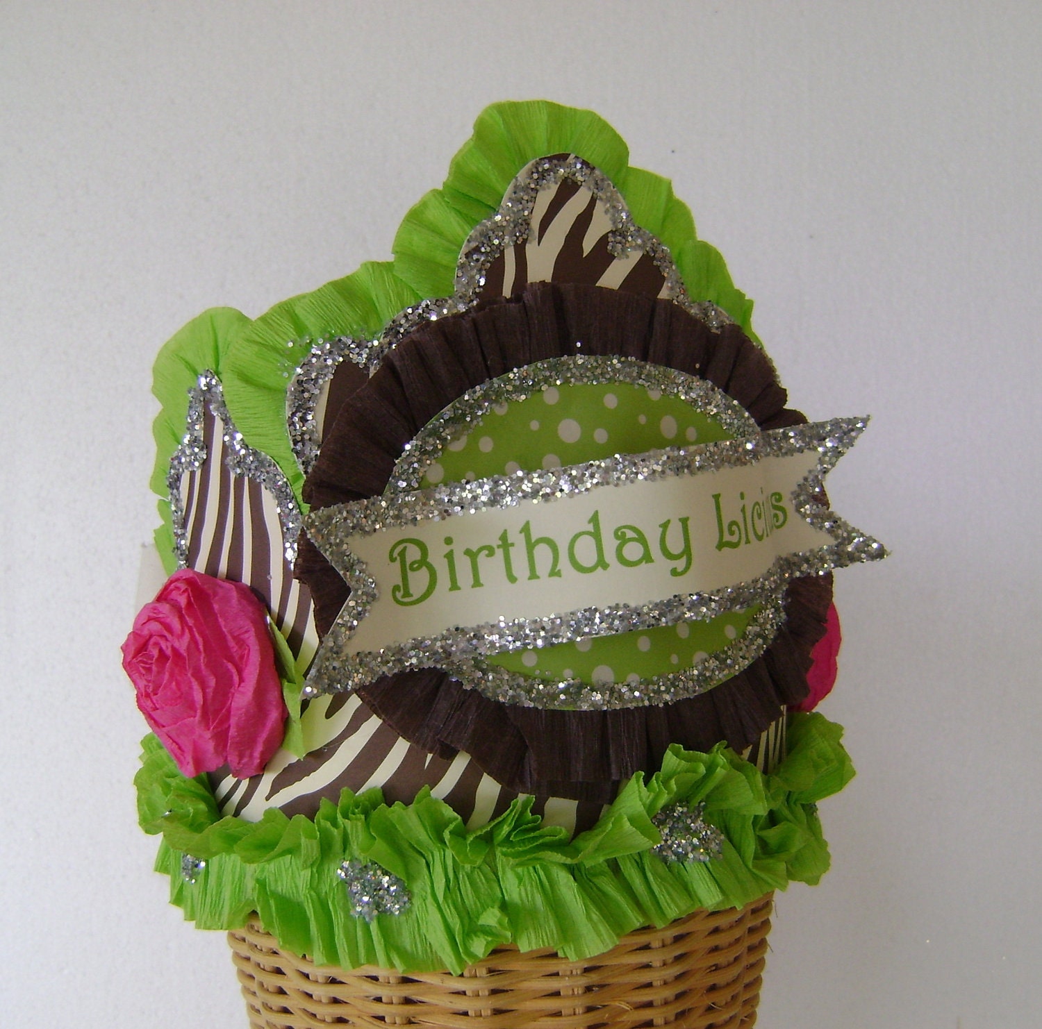 Birthday Party Crown/Hat - brown zebra- BIRTHDAY LICIOUS or customize Il_170x135