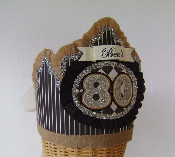 Mens - boy Birthday crown/Hat -80 th birthday or any number ,colors- any name- mens or boys Il_570xn
