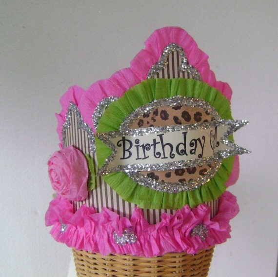 Birthday crown/hat - BIRTHDAY GIRL or anything you want - Pink and Brown- adult or child Il_570xn