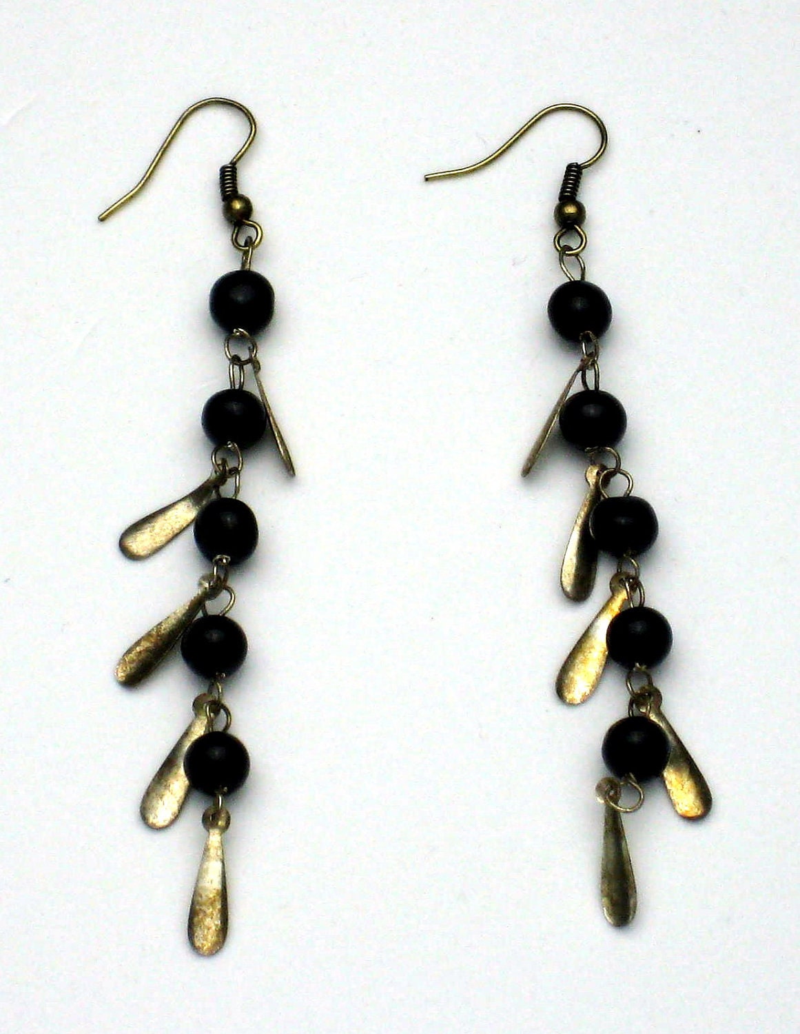 Black Beaded Dangle Earrings