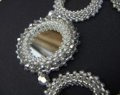 Silver Beaded Bracelet with a round mirror