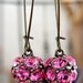 Vintage Earrings Pink Rhinestone Disco Ball Dance EARRINGS