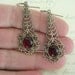 Art Nouveau Earrings - Ruby Red Vintage Glass - Handmade