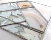 Shades of Peach and White Square Bevel Stained Glass Box
