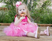 Pinky Pink  Tutu Set -  Tutu and matching bow-Flower Girl outfit,  Perfect for birthdays and special occasions