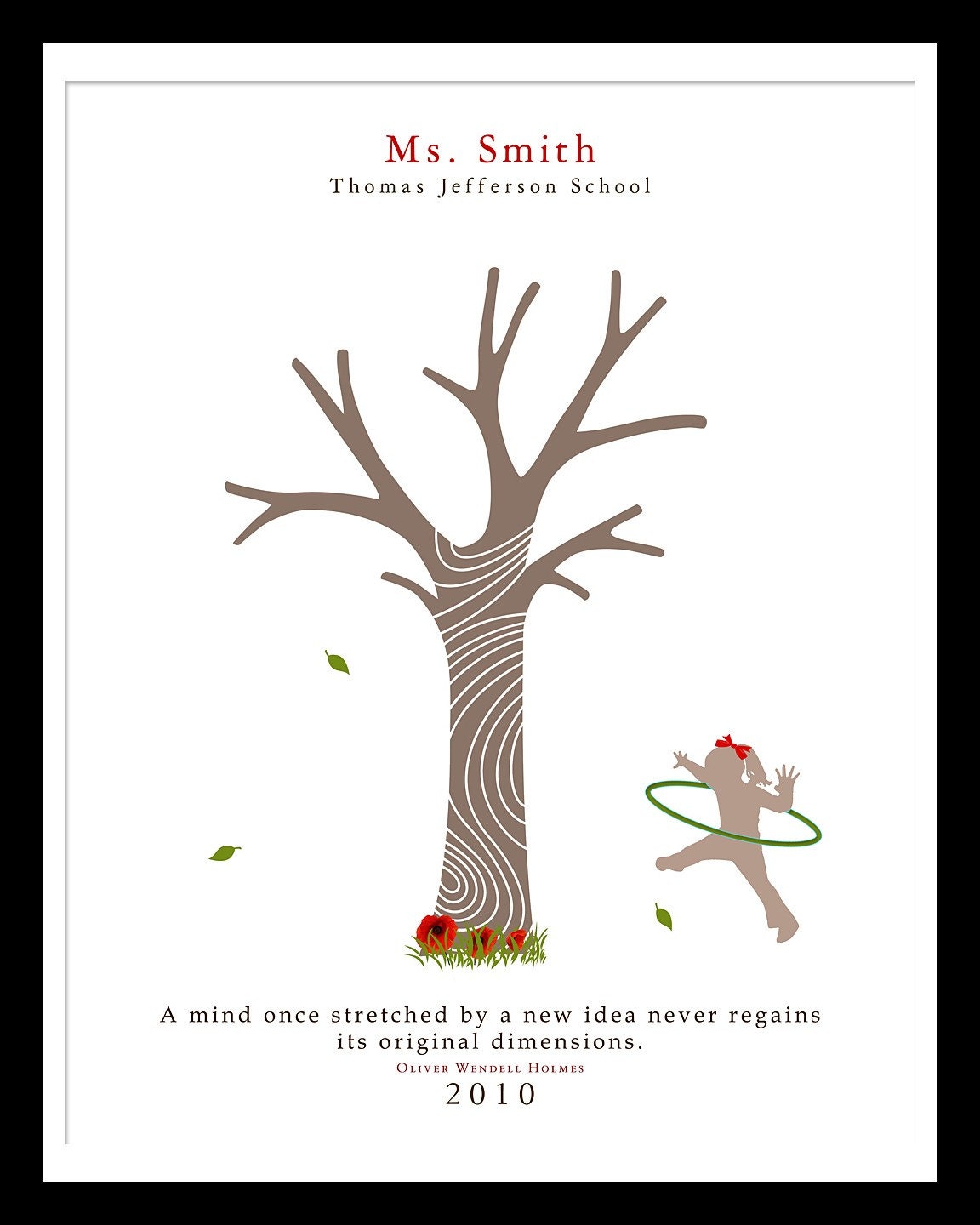 PERSONALIZED Teachers Appreciation Gift Signature Fingerprint Tree Gift 11 x 14 PRINTABLE FILE