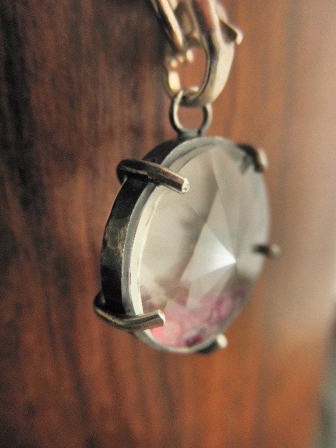 Gem Shaker Keepsake Glass Case Pendant Necklace- Birthstone-Genuine Ruby for July Babies- Ask Me For Other Birthstones
