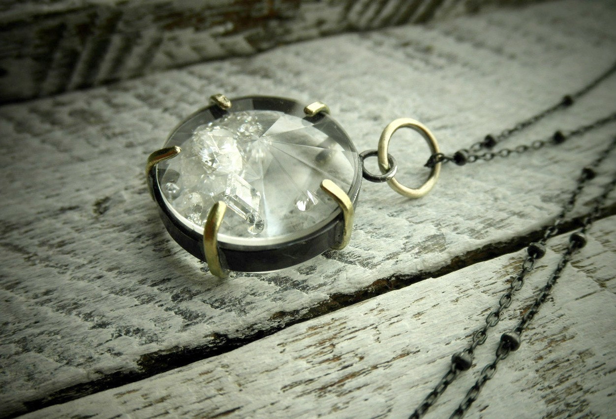 Custom Gold & Silver Keepsake Gem Shaker Locket Necklace 20mm- Send Me Your Keepsakes