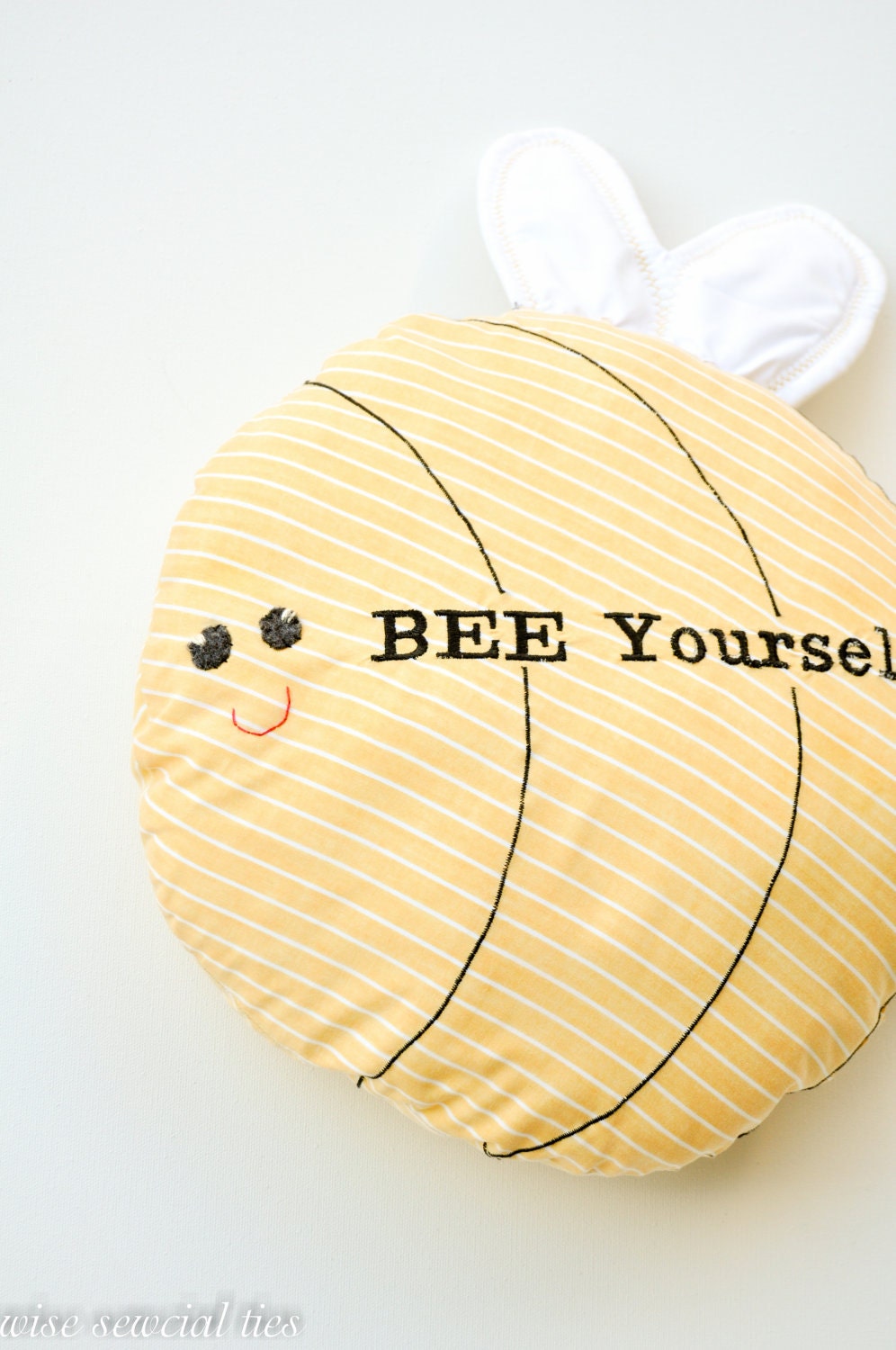 BEE yourself pillow, cuddle, lovey, one of a kind, reclaimed fabrics, ready to ship, limited edition, 18 x 18 inches