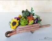 Trolley with vegetables 1/12 scale Dollhouse Miniature   Garden Decor