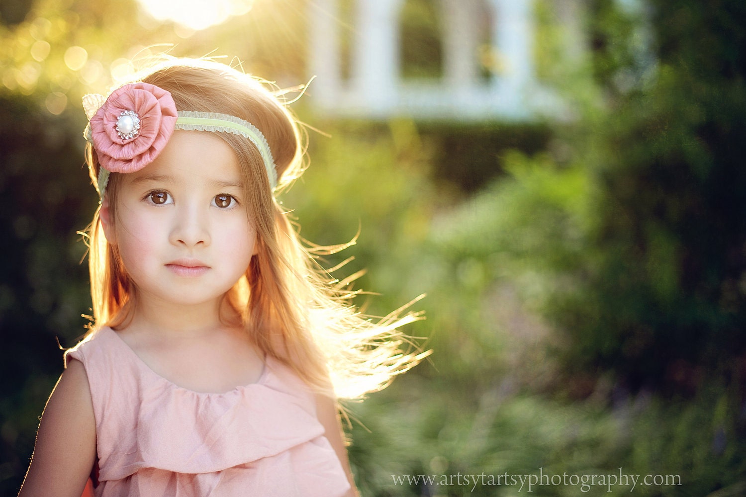 Chloe--Pink and Moss Green Satin and Velvet Rose Headband with Pearl Bling - Custom Sizing for all ages