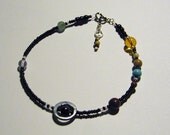 MiniVerse - We Love Pluto Edition - Solar System Anklet - Proportional Distances in Glass, Stone and Shell