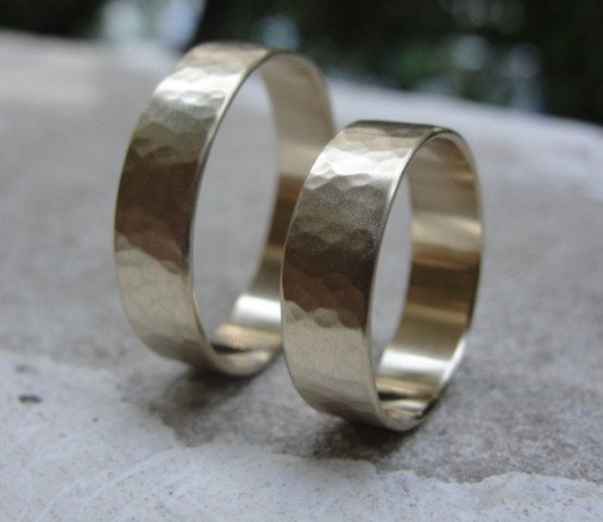 Wedding Band Set -  Wedding Rings - 14k Gold His and Her Wedding Bands