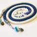 Necklace Beaded  Crochet lariat  knitted beaded white blue FREE SHIPPING