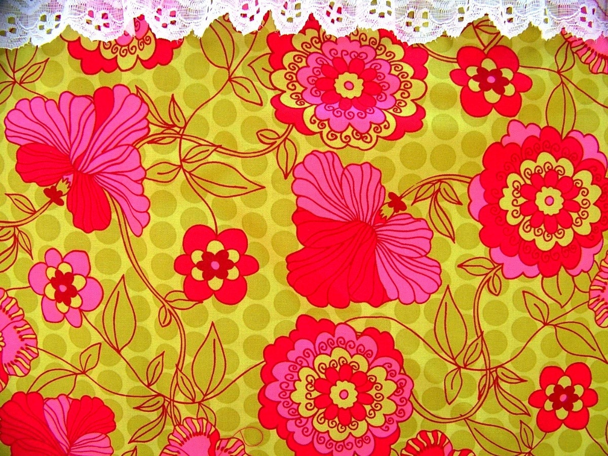 BLING with Pink and Green Flower Apron - LAST CHANCE