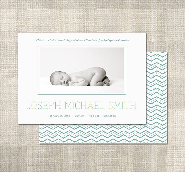 25 Customized Birth Announcements "Little Boy Snapshot"