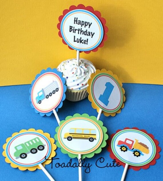 Trucks, Cupcake Toppers, personalized Il_570xn