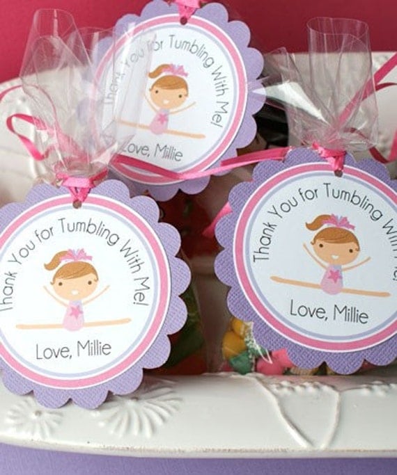 Gymnastics, Favor Tags, personalized set of 12