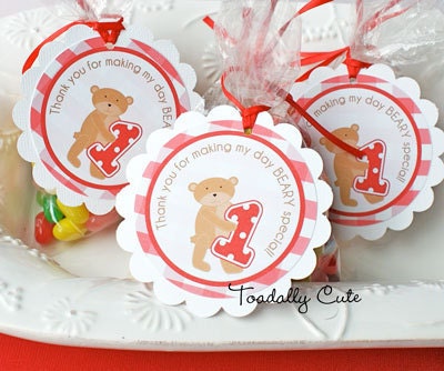 NEW - Teddy Bear Picnic, Favor Tags, personalized set of 12 Il_570xn