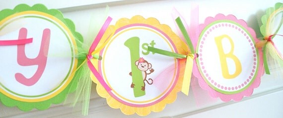 Little Monkey, Birthday Banner Il_570xn