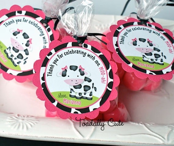 NEW - Daisy the Cow Favor Tags, personalized set of 12 Il_570xn