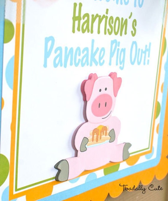 NEW - Pigging Out on Pancakes, Door Sign, personalized Il_570xn