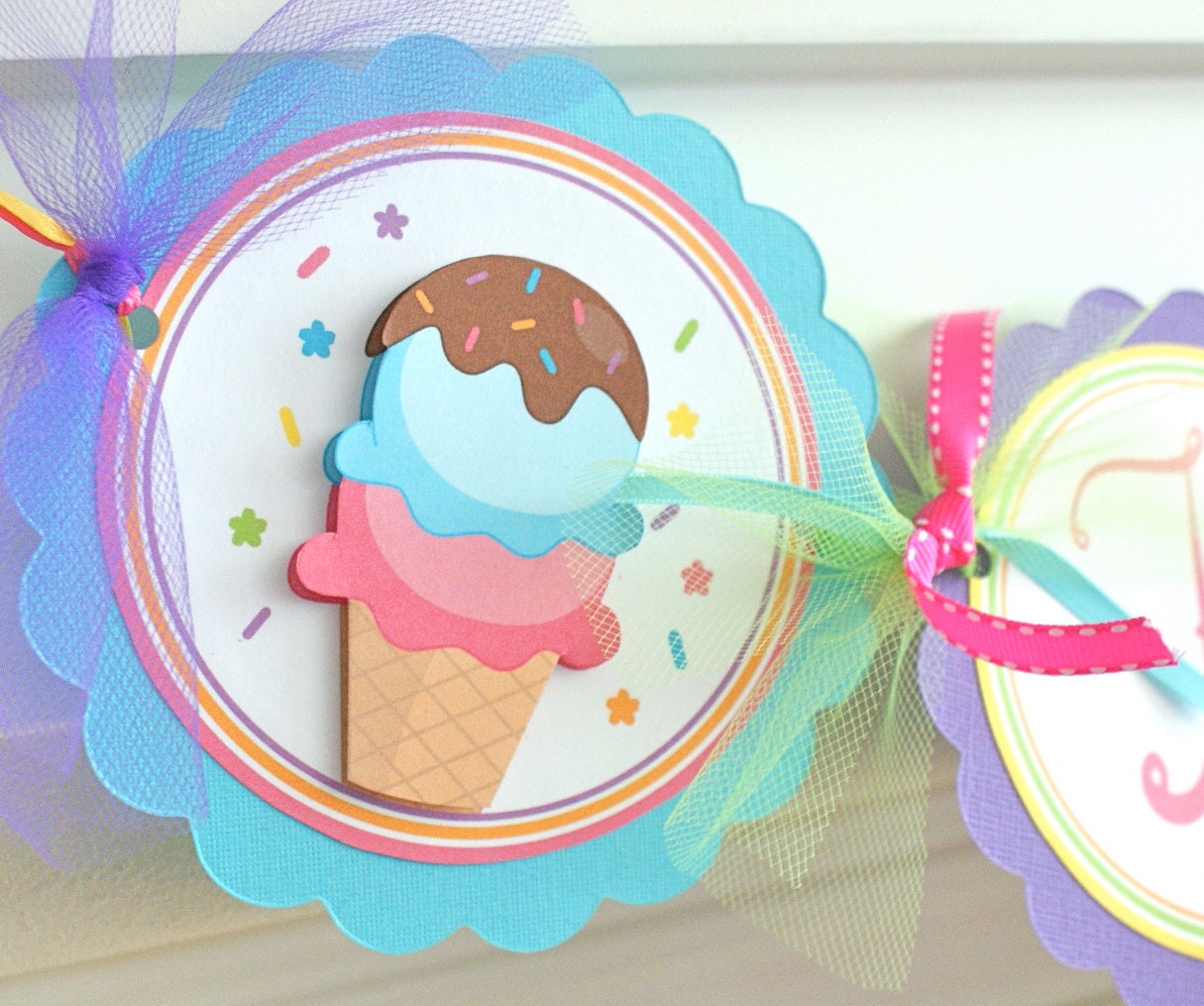 NEW - Ice Cream, Name Banner with Age