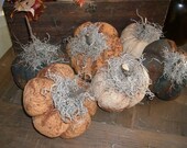 Lot of 6 Primitive Fall Halloween Pumpkins Black White and  Orange