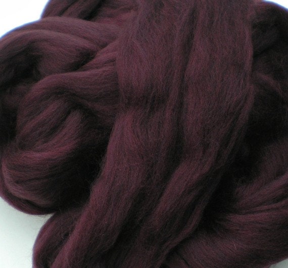 Ashland Bay Solid Colored Merino for Spinning or Felting "Wine"  4 oz.