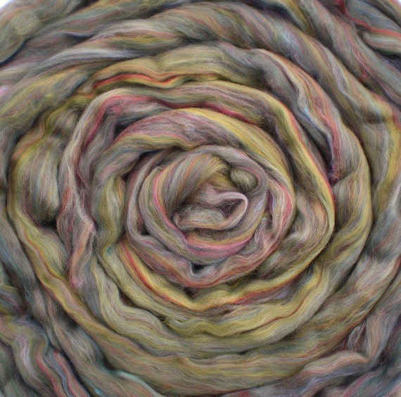 Ashland Bay Multi Colored Merino for Spinning or Felting "Sage" 4 oz.