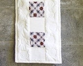 Spiral Pattern Batik Quilted Wall Hanging, Indonesian Batik Quilted, White Unbleached Cotton with Brown Batik Quilt