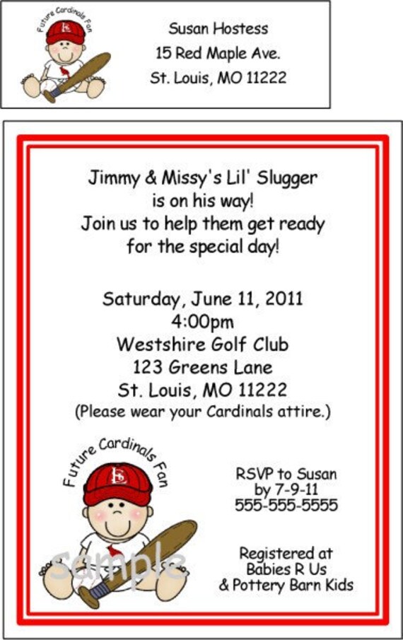 TOO CUTE Baseball Baby Shower Invitations St Louis Cardinals ...