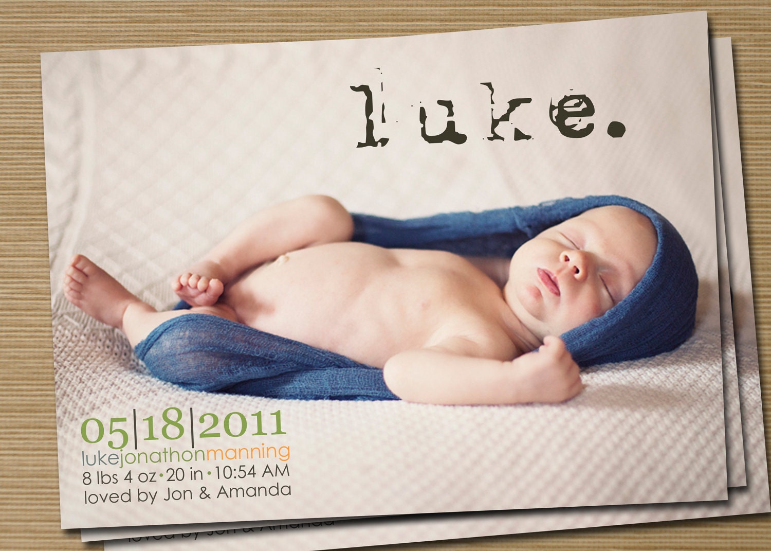 Baby Boy Birth Announcement Printable (Luke baby boy, girl baby announcement)