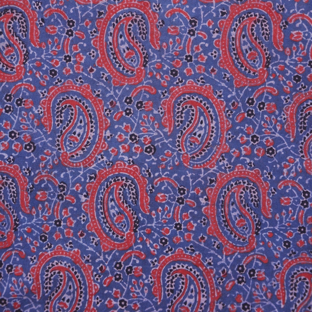 1m Paisley Block Print Cotton Fabric