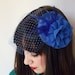 Royal Blue Cocktail Hat with Birdcage Veil