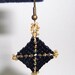 Hand Beaded God's Eye Square Earrings (Black and Yellow Glass)