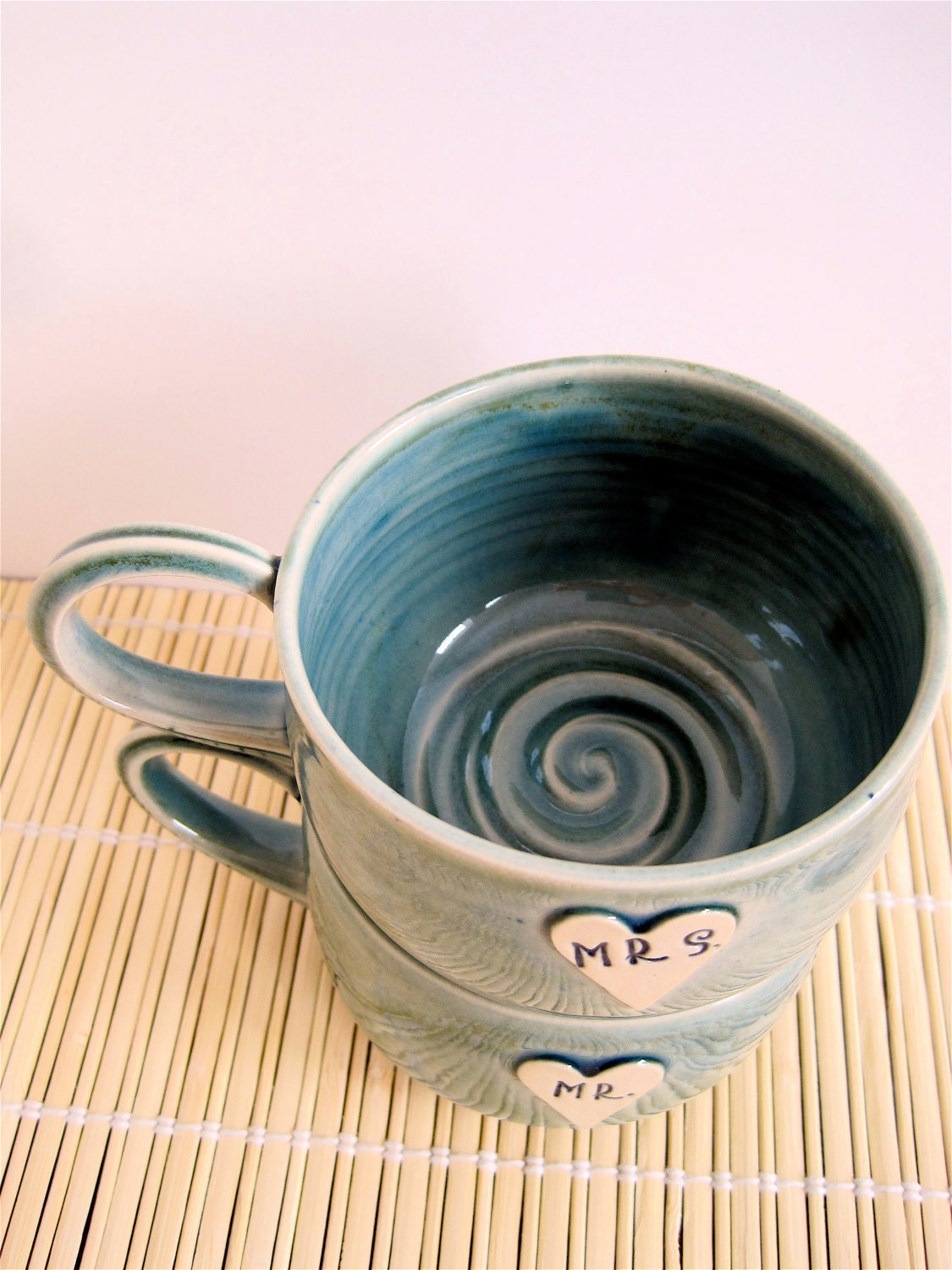 Newlywed Couple Mr. and Mrs. mug set In Frosty Blue